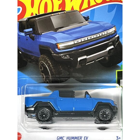 Hot Wheels 2024 GMC Hummer EV Blue HW Green Speed Diecast Truck 1:64 NOC - Picture 2 of 7